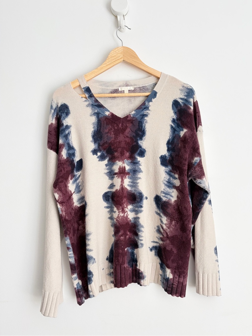 Lisa Todd Dreamin’ Wild Rush Cotton Cashmere Tie-Dye Cutout Sweater XL
